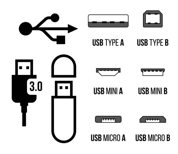 Icona prese USB — Vettoriale Stock