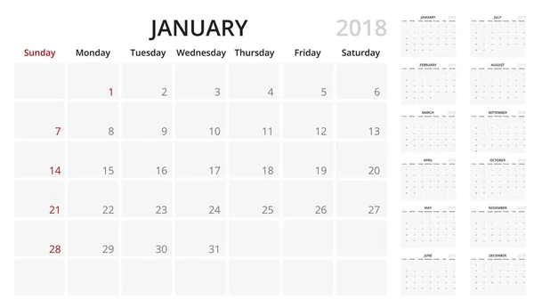 Calendrier de planification simple — Image vectorielle