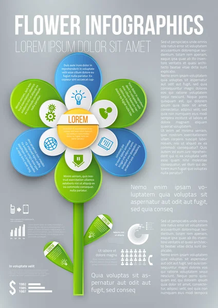 Menú de opciones de gráfico infográfico estilo flor — Archivo Imágenes Vectoriales