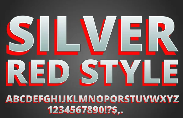 Rosso argento Font — Vettoriale Stock