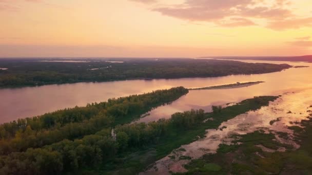Flod solnedgång antenn — Stockvideo