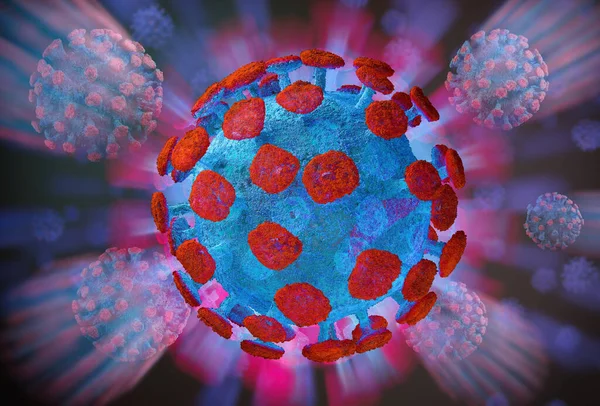 COVID-19 μικροκόσμος ιού της ανθρώπινης έννοιας — Φωτογραφία Αρχείου