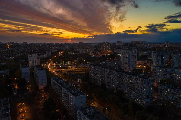 Nocne miasto anteny — Zdjęcie stockowe