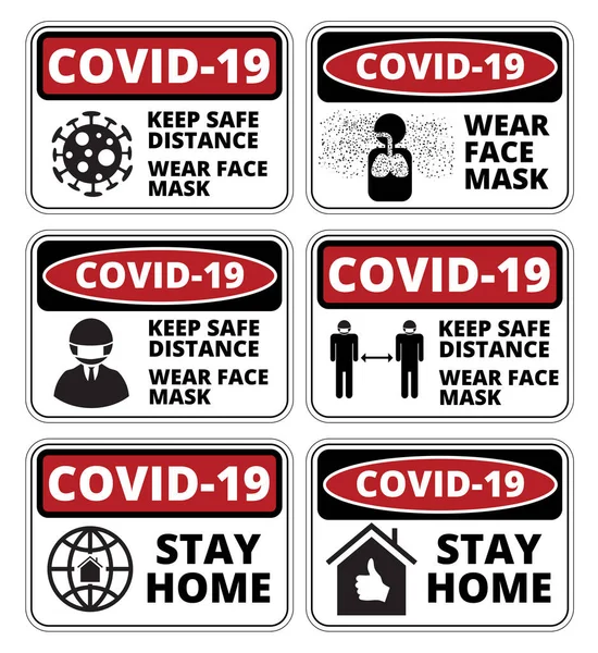 Covid-19 Danger Signs Set — 스톡 벡터