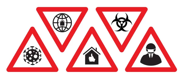 Covid-19 Danger Signs Set — Stock Vector