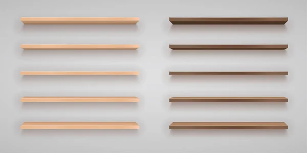 Set of Wood Shelves — Stock Vector