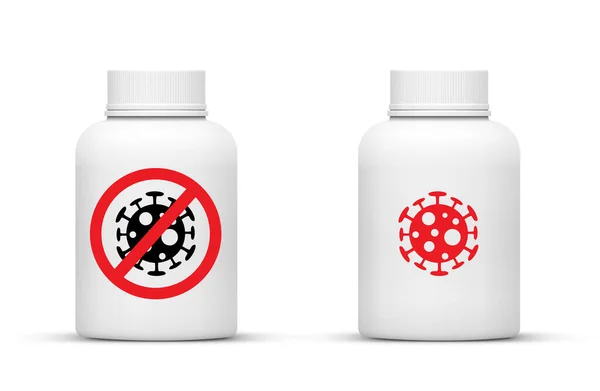 Bottiglia di pillole COVID-19 — Vettoriale Stock