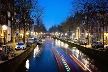 Amsterdam, Leidsegracht kanal geceleri