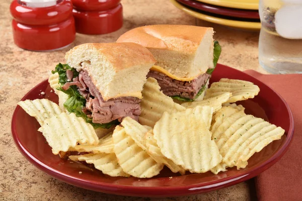 Fresh roast beef sandwich — Stock Photo, Image