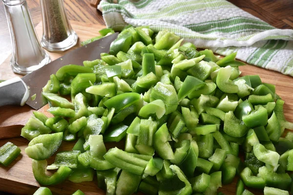 Diced ardei gras verde — Fotografie, imagine de stoc