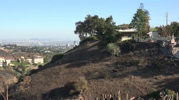 Los Angeles Novembre 2019 Maison Bordure Zone Brûlée Getty Fire — Video