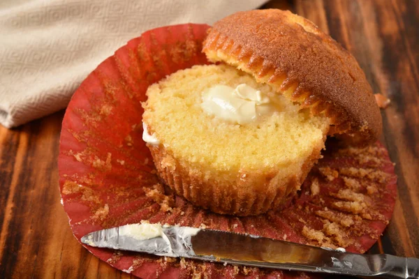 Buttered cornbread muffin — Stock Photo, Image