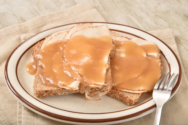 Open faced turkey sandwich — Stock Photo, Image