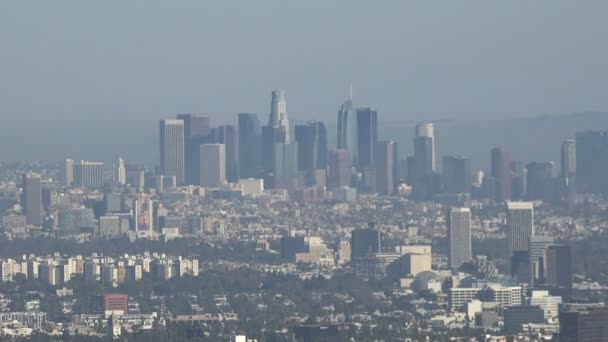 View Downtown Los Angeles Smoggy Day — Stock Video