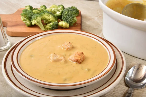 Gourmet broccoli cheese bisque — Stock Photo, Image