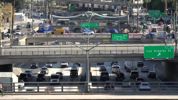 101 Шоссе Проходит Серией Мостов Центре Лос Анджелеса — стоковое видео