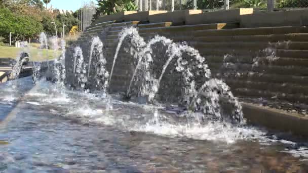 Prachtige Fontein Langs Een Pad Een Park — Stockvideo