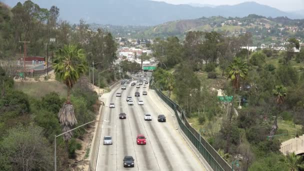 Overhead View Traffic Pasadena Freeway Los Angeles — Stock Video