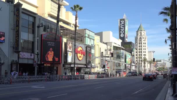 Hollywood Blvd Längs Hollywood Walk Fame — Stockvideo