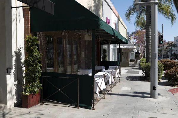 Beverly Hills March 2020 Deserted Sidewalk Cafe Beverly Hills Due — Stock Photo, Image