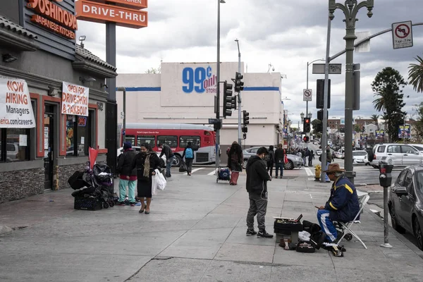 Los Angeles Usa 2020 Április Street Vendors Selling Wares Crowded — Stock Fotó