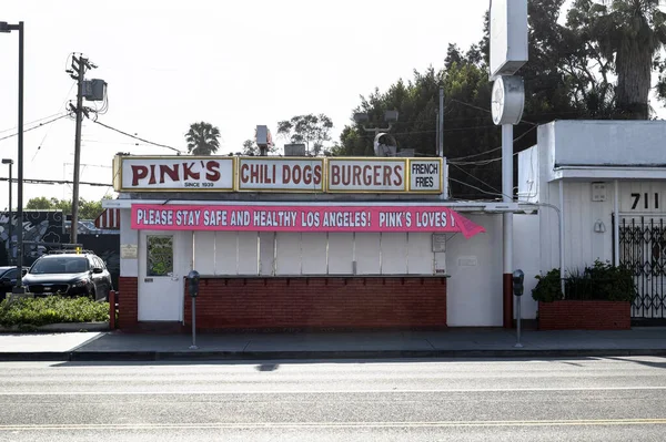 Los Angeles Abril 2020 Famous Pinks Hot Dog Stand Hollywood — Fotografia de Stock