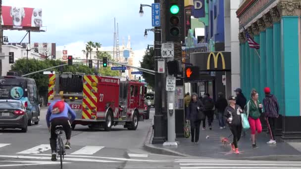 Hollywood Usa April 2020 Brandweer Paramedici Helpen Een Man Die — Stockvideo