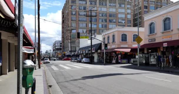 Los Angeles Usa March 2020 Deserted Streets Closed Businesses Fashion — Stock Video