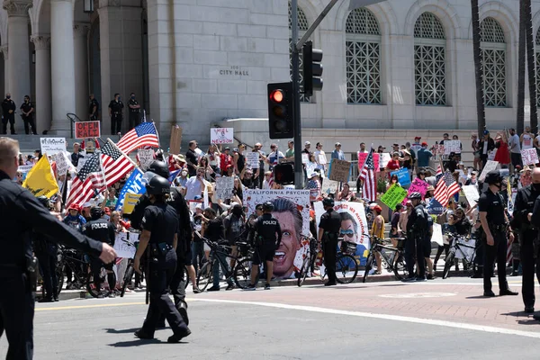 Los Angeles Usa May 2020 Crowds Coronavirus Protesters Gather Los — Stock Photo, Image