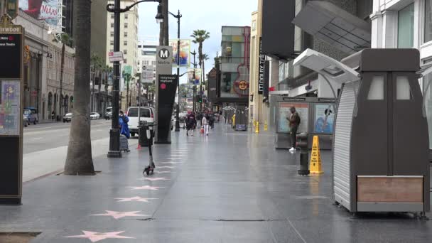 Hollywood Usa April 2020 Hollywood Walk Fame Verlaten Tijdens Het — Stockvideo