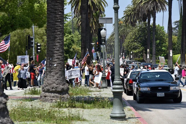 Los Angeles Mai 2020 Des Manifestants Covid Bloquent Les Rues — Photo