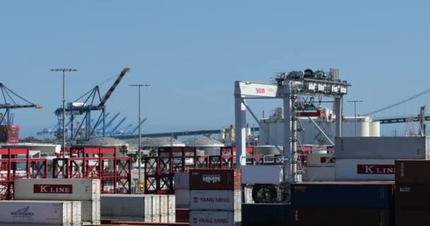 Λος Άντζελες Usa Μαΐου 2020 Logistics Shipping Operations Στο Λιμάνι — Αρχείο Βίντεο