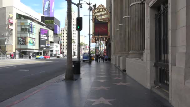 Hollywood Usa April 2020 Hollywood Walk Fame Verlaten Tijdens Coronavirusquarantaine — Stockvideo