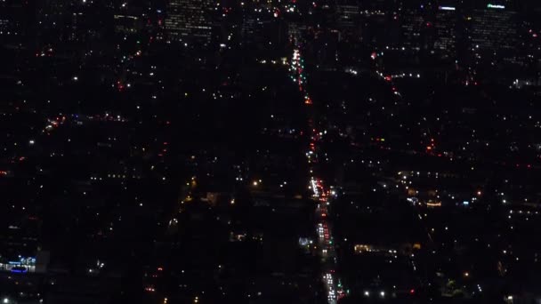 Foto Aérea Las Luces Ciudad Los Ángeles Por Noche — Vídeos de Stock