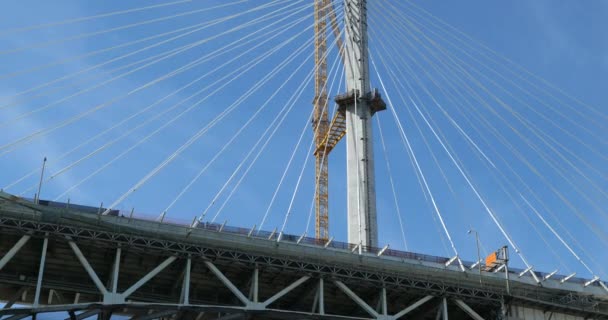 Tilt Shot Gerald Desmond Bridge Long Beach Harbor Construction — Stock Video