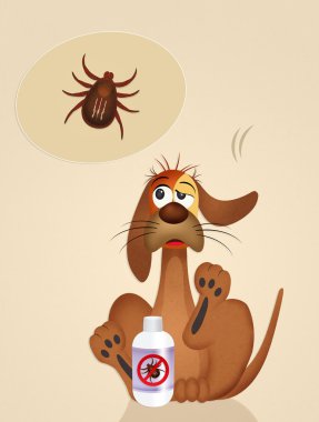 dog with ticks clipart