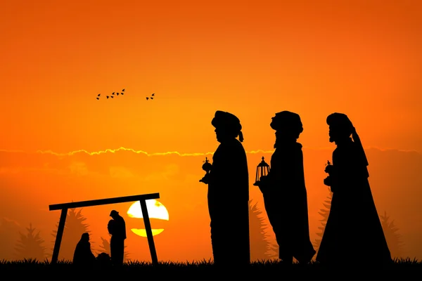 Üç Akil Adam gün batımında — Stok fotoğraf