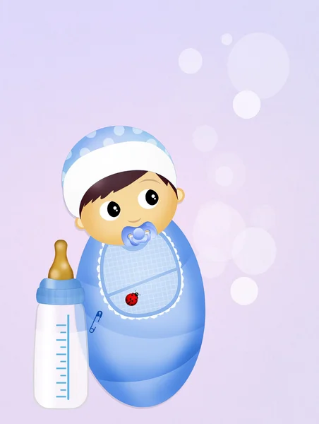 Child with baby bottle — Stock Photo, Image