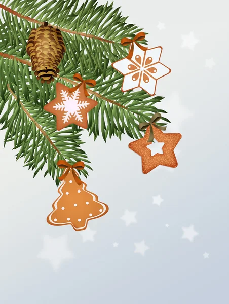 Vánoční sušenky na stromě — Stock fotografie