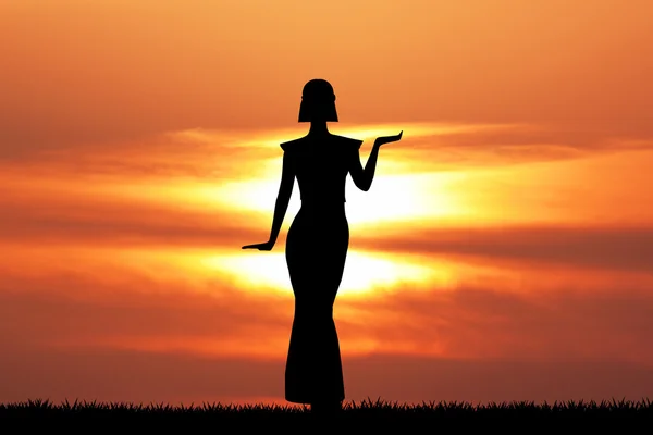 Cleopatra silhouette at sunset — Stock Image Cleopatra silhouette at sunset Royalty Free Stock Images