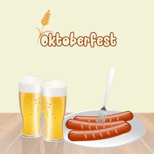 Cerveza y salchichas para Oktoberfest — Foto de Stock