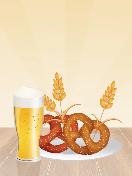 Oktoberfest cerveja e pretzel — Fotografia de Stock