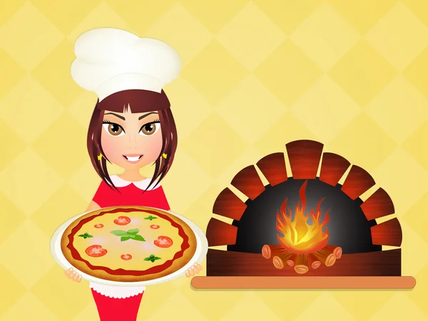 Девушка с пиццей — стоковое фото