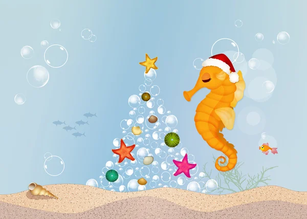 Seahorse firar jul — Stockfoto