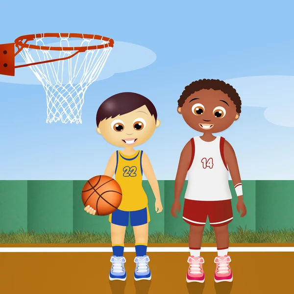 Дітей грати в баскетбол — стокове фото
