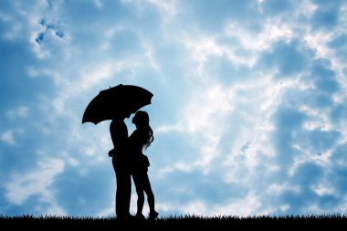 şemsiye yağmur Çift