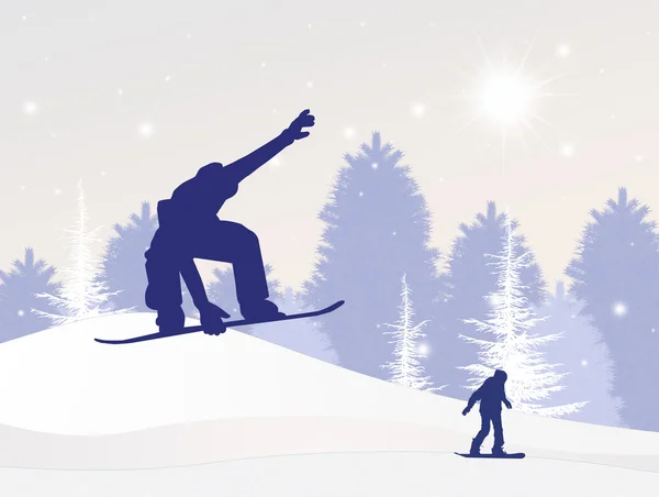 Snowboard på vintern — Stockfoto