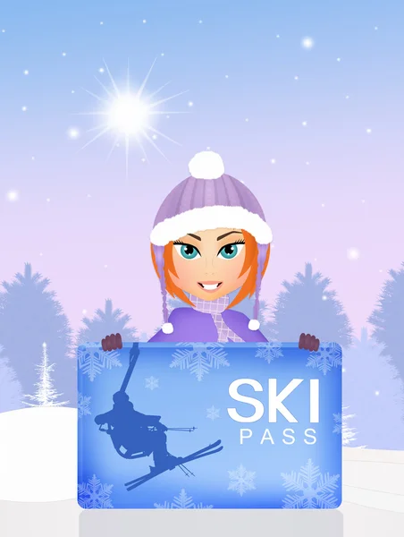 Skipass no inverno — Fotografia de Stock