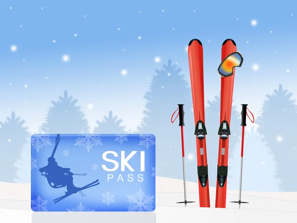 Skipass en invierno — Foto de Stock