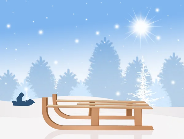Sleigh in the snow in winter — Stock Photo, Image